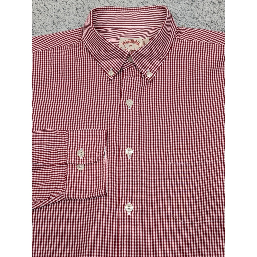 Brooks Brothers 1818 Shirt Mens Medium Red‎ Gingham Button Down Up Check Preppy